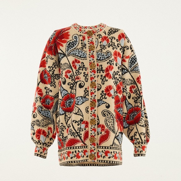 FARM Rio Cream and Red Floral Cardigan - Picture 2 of 7